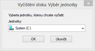 Při spuštění pomocí Win+R dostanete na výběr disk