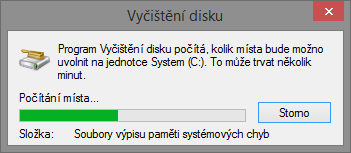 Nějakou chvíli bude systém procházet disk a hledat soubory vhodné ke smazání